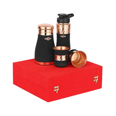 Premium Gift Set of Pure Copper Cherry Water Bottle with Jar & 2Glasses. - CROCKERY WALA AND COMPANY