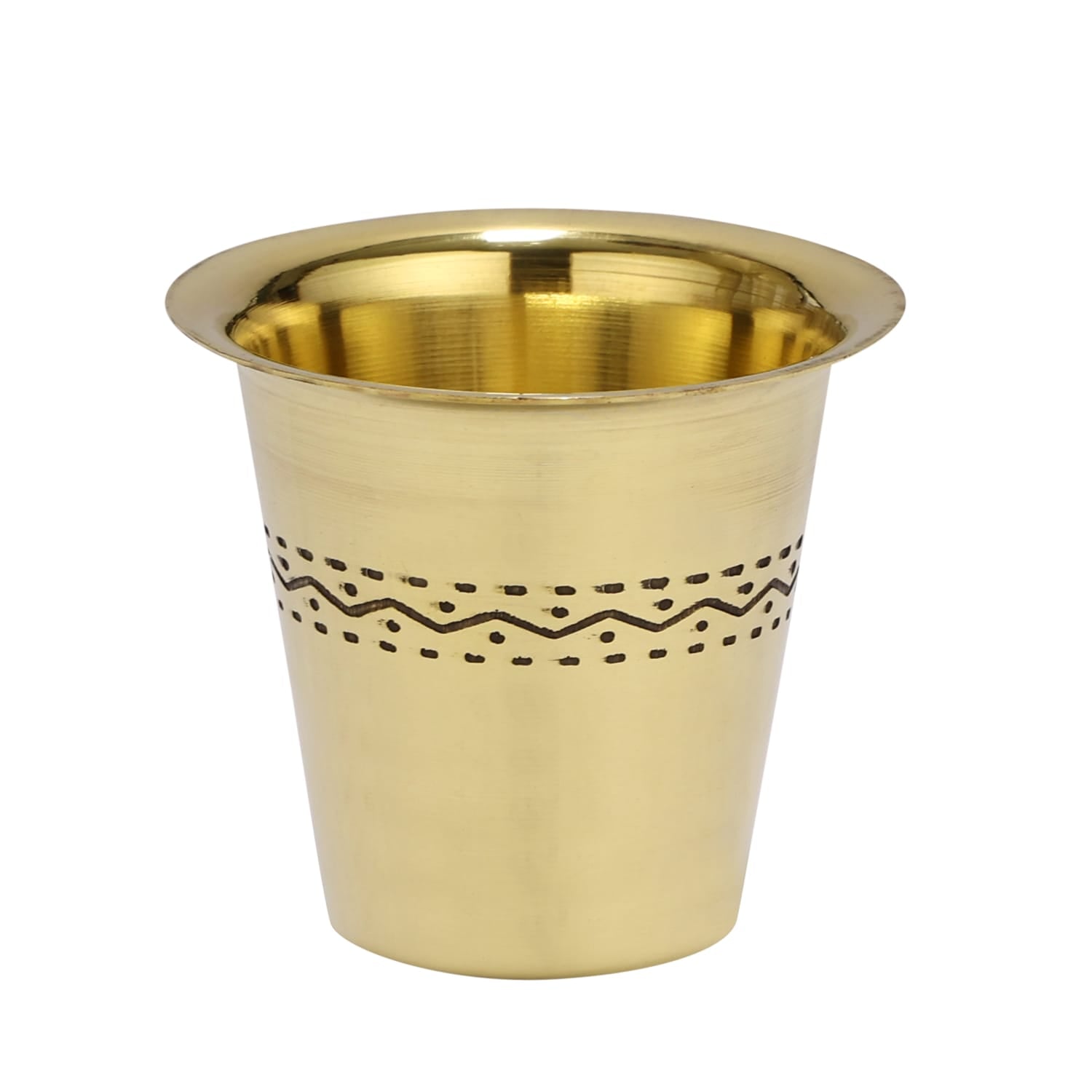 Pure Brass Coffee Dabra Set with Etching Design for Traditional South Indian Coffee Lovers - CROCKERY WALA AND COMPANY