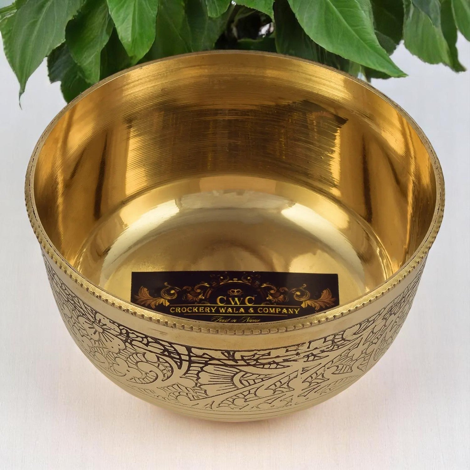 Pure Brass Embossed Flower Design Bowl Katori Dinnerware - CROCKERY WALA AND COMPANY