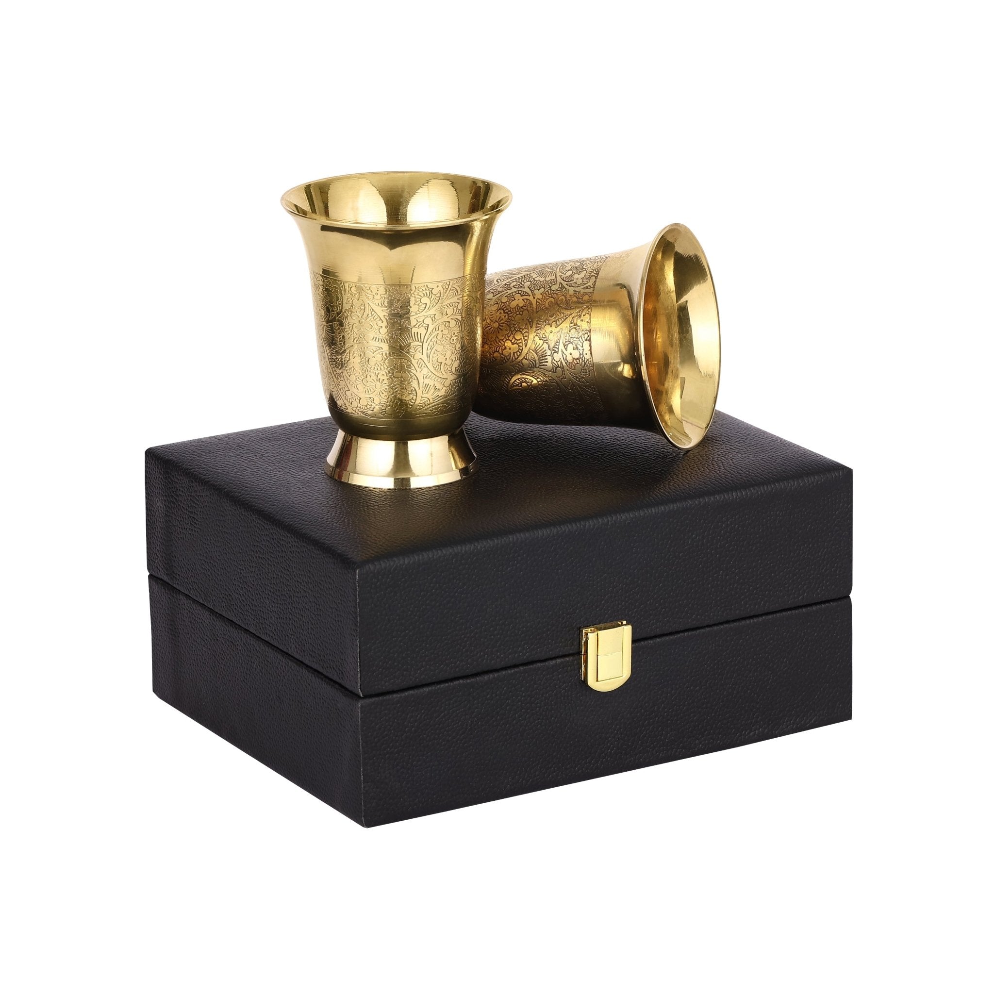 Pure Brass Flower Design Glasses - CROCKERY WALA AND COMPANY