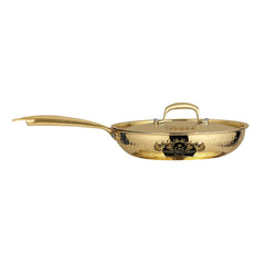 Pure Brass Frying Pan With Kalai Premium Finish Lid - CROCKERY WALA AND COMPANY