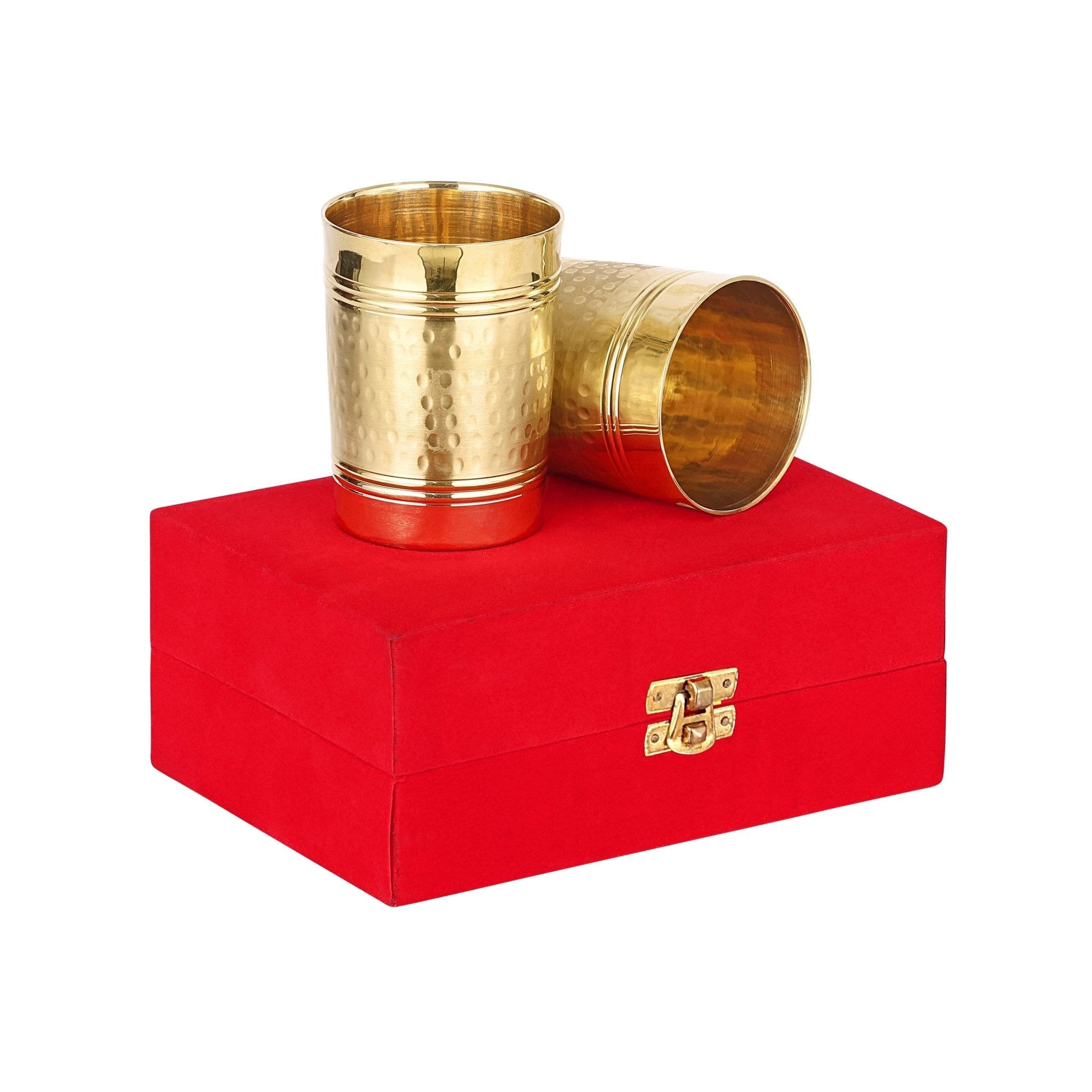 PURE BRASS HALF HAMMERED GLASSES SET - CROCKERY WALA AND COMPANY