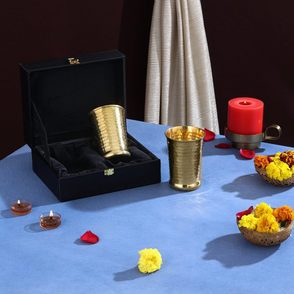 Pure Brass Hammered Glasses - CROCKERY WALA AND COMPANY