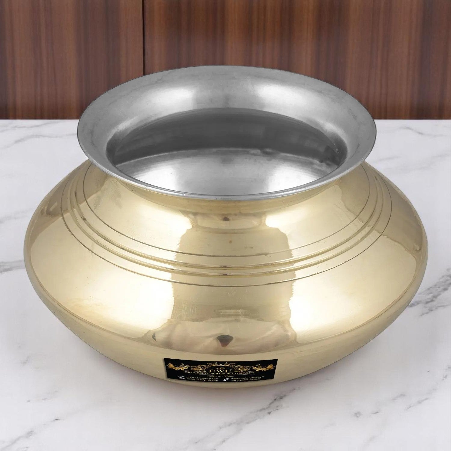 Pure Brass Kalai Punjabi Biryani Handi Patili 4000 ml - CROCKERY WALA AND COMPANY