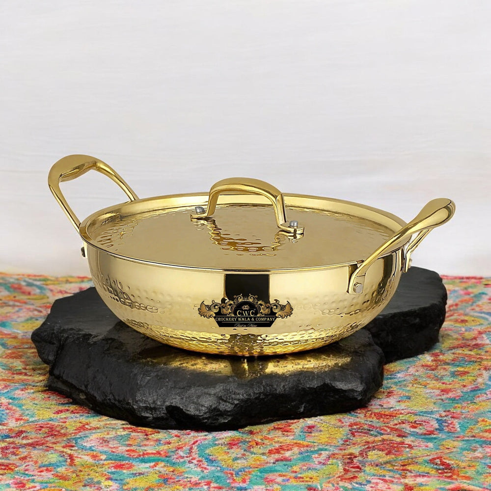 Pure Brass Karhai For Frying And Cooking Premium Finish - CROCKERY WALA AND COMPANY