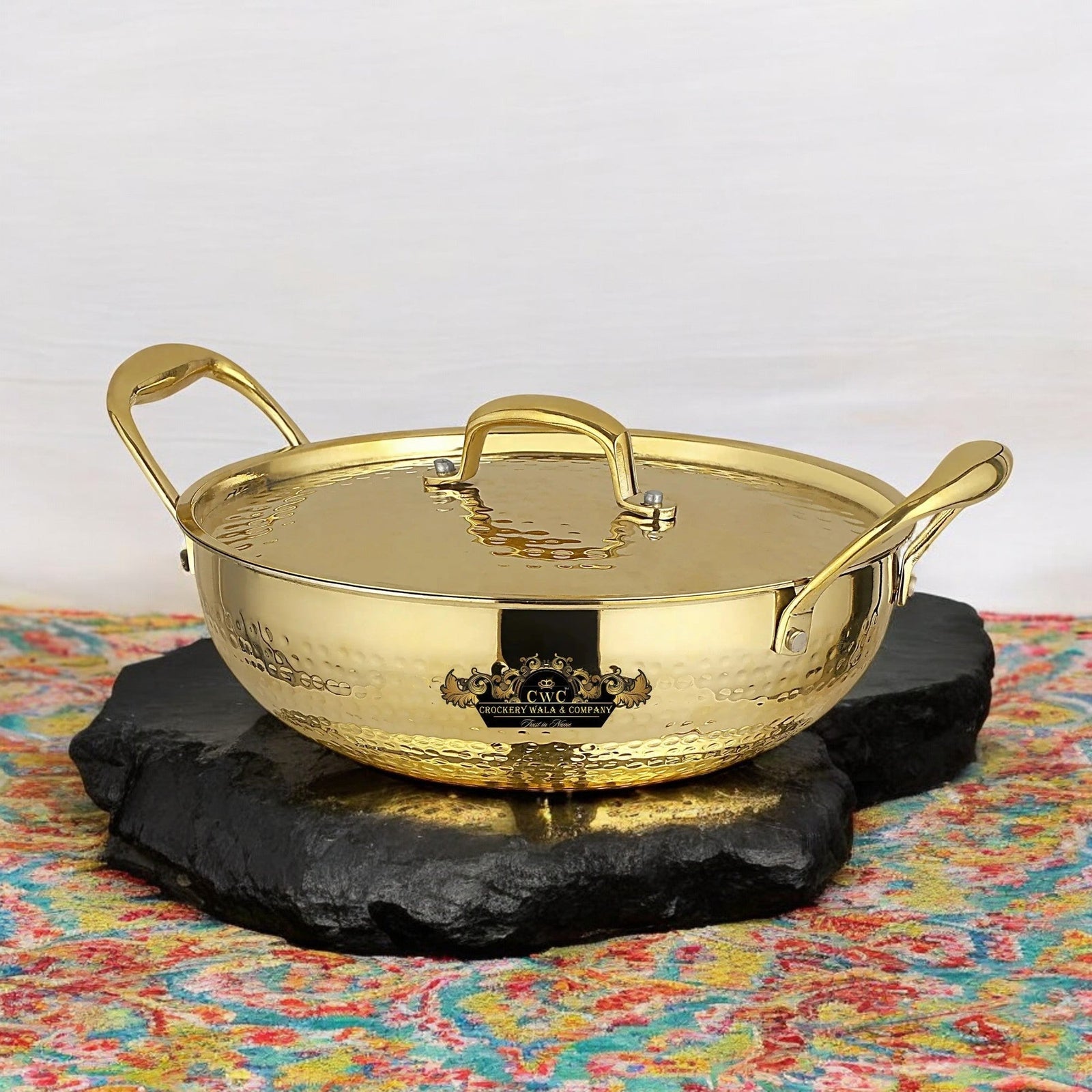 Pure Brass Karhai For Frying And Cooking Premium Finish - CROCKERY WALA AND COMPANY