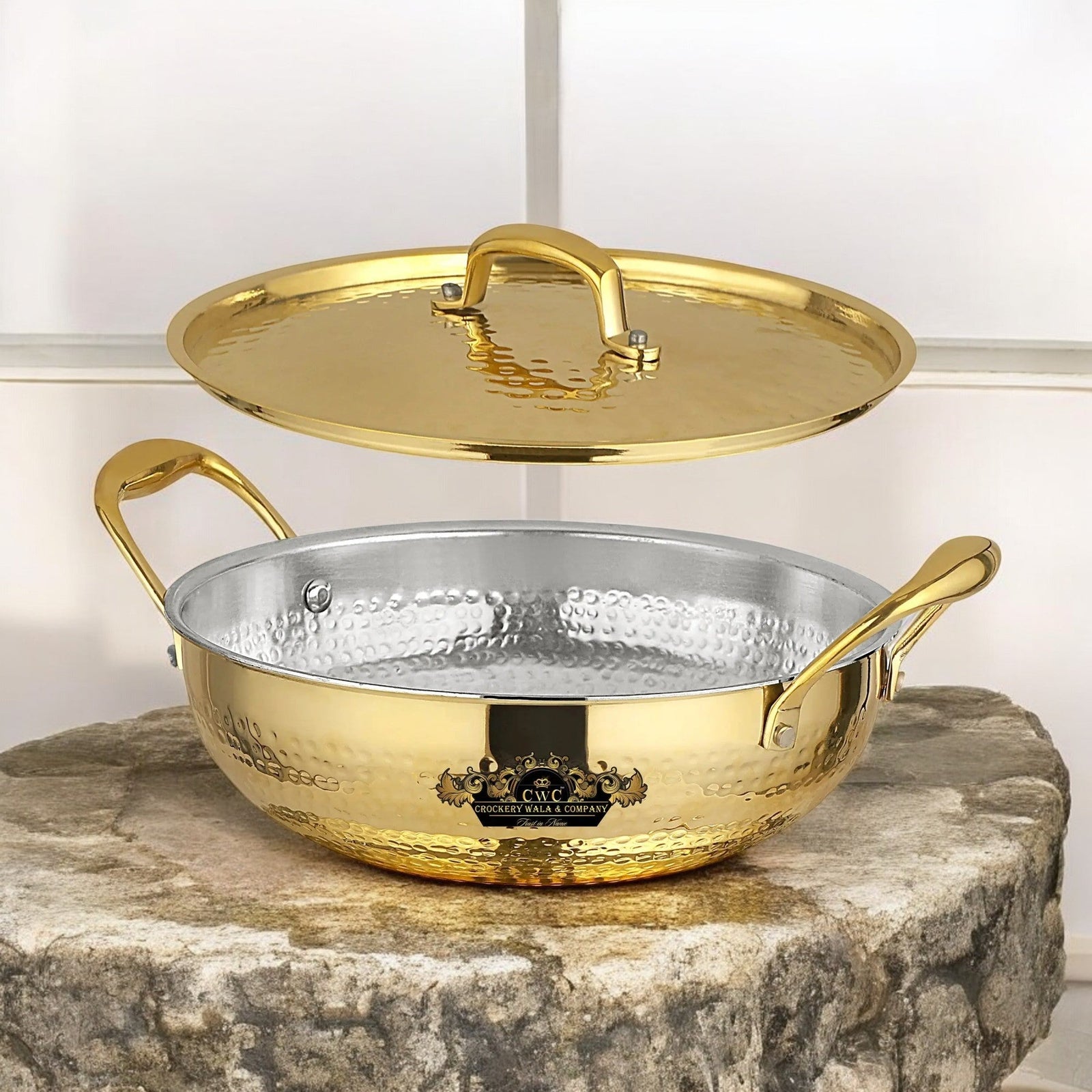Pure Brass Karhai For Frying And Cooking Premium Finish - CROCKERY WALA AND COMPANY