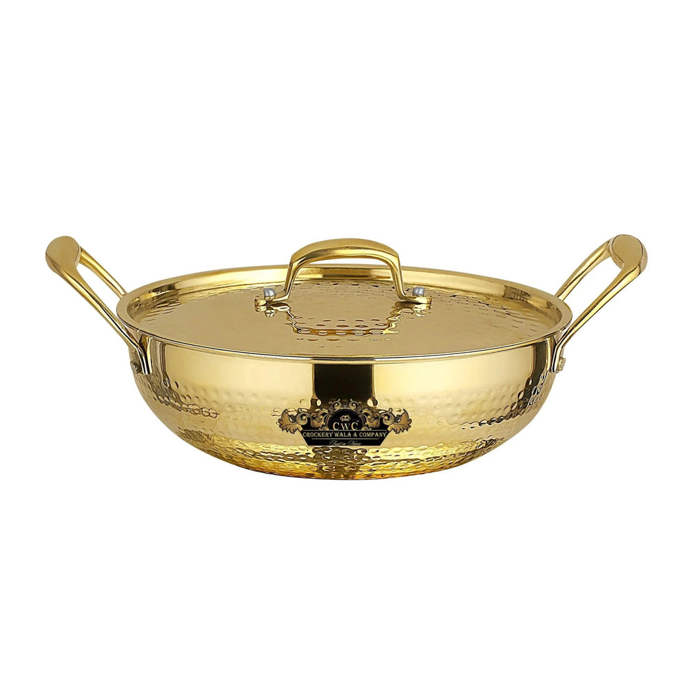 Pure Brass Karhai For Frying And Cooking Premium Finish - CROCKERY WALA AND COMPANY
