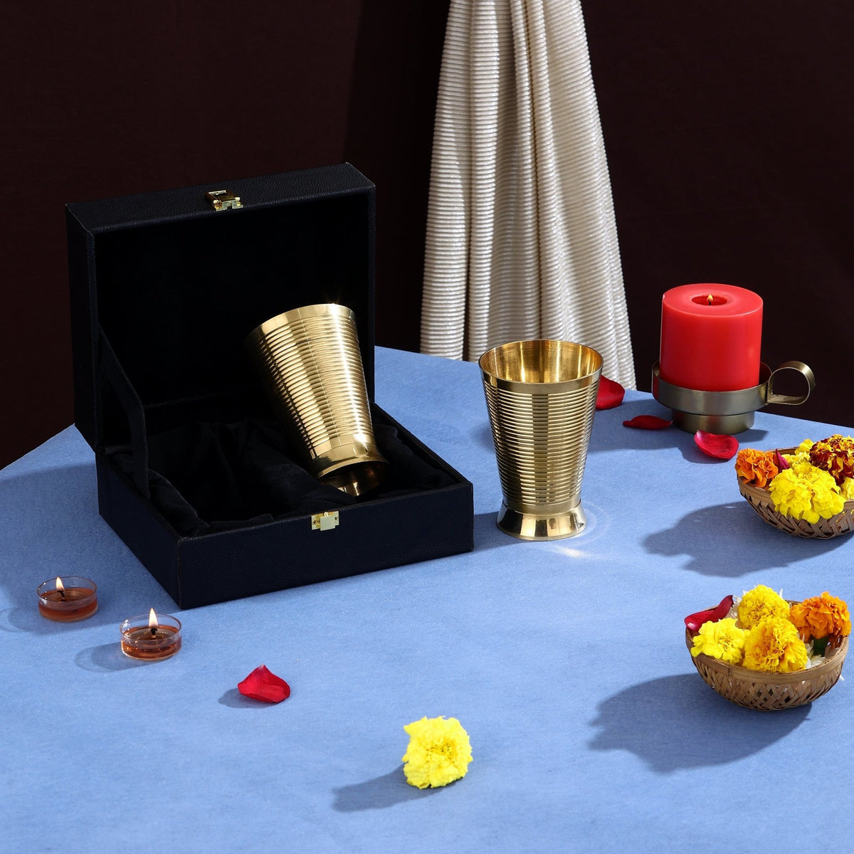 Pure Brass Wired Glass Set - CROCKERY WALA AND COMPANY