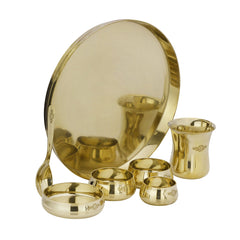 Pure Bronze Curve Shine Thali Set 8 Pcs - CROCKERY WALA AND COMPANY