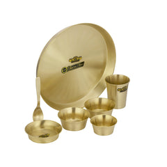 Pure Bronze Unique Matte Finish Thali Set 7 Pieces Durable Modern Design 80:20 - CROCKERY WALA AND COMPANY