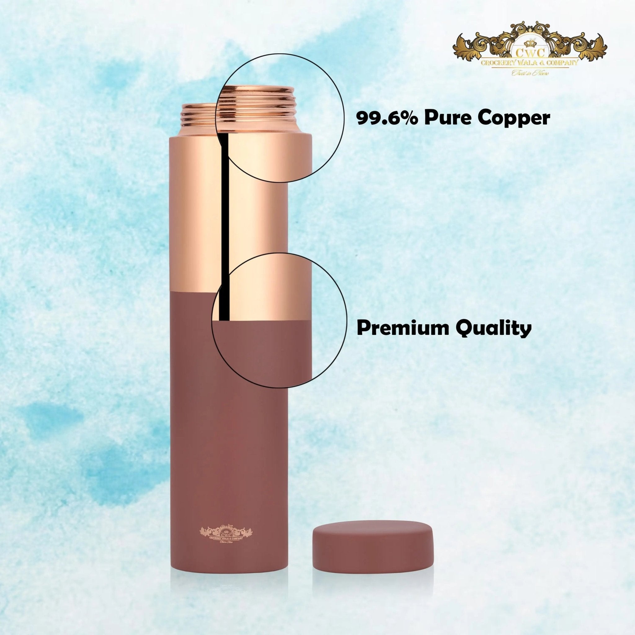 Pure Copper Bottle Vintage Half Cherry for Stylish Hydration - CROCKERY WALA AND COMPANY