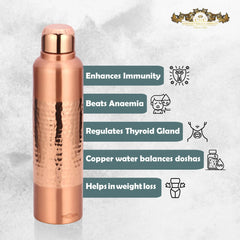 Pure Copper Bottle Vintage Half Designer for Elegant Hydration - CROCKERY WALA AND COMPANY