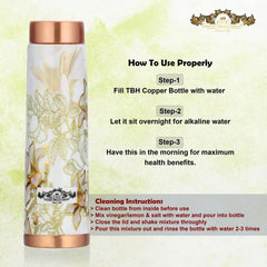 Pure Copper Bottle Vintage Meena Glossy Elegant Design - CROCKERY WALA AND COMPANY