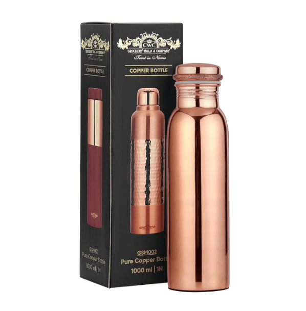 Pure Copper Bottle (Vintage Shine) 1L - CROCKERY WALA AND COMPANY
