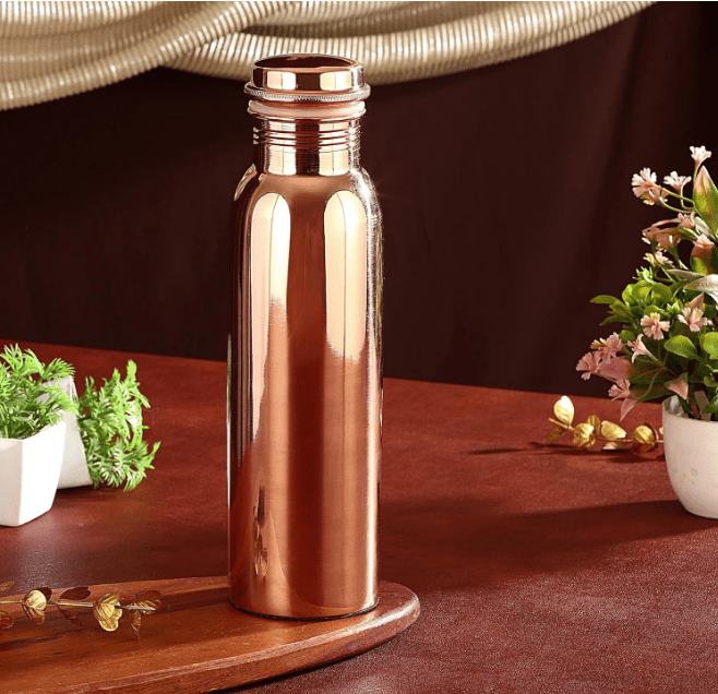 Pure Copper Bottle (Vintage Shine) 1L - CROCKERY WALA AND COMPANY