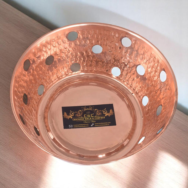 Pure Copper Chapati Basket Big for Home and Gifts - CROCKERY WALA AND COMPANY