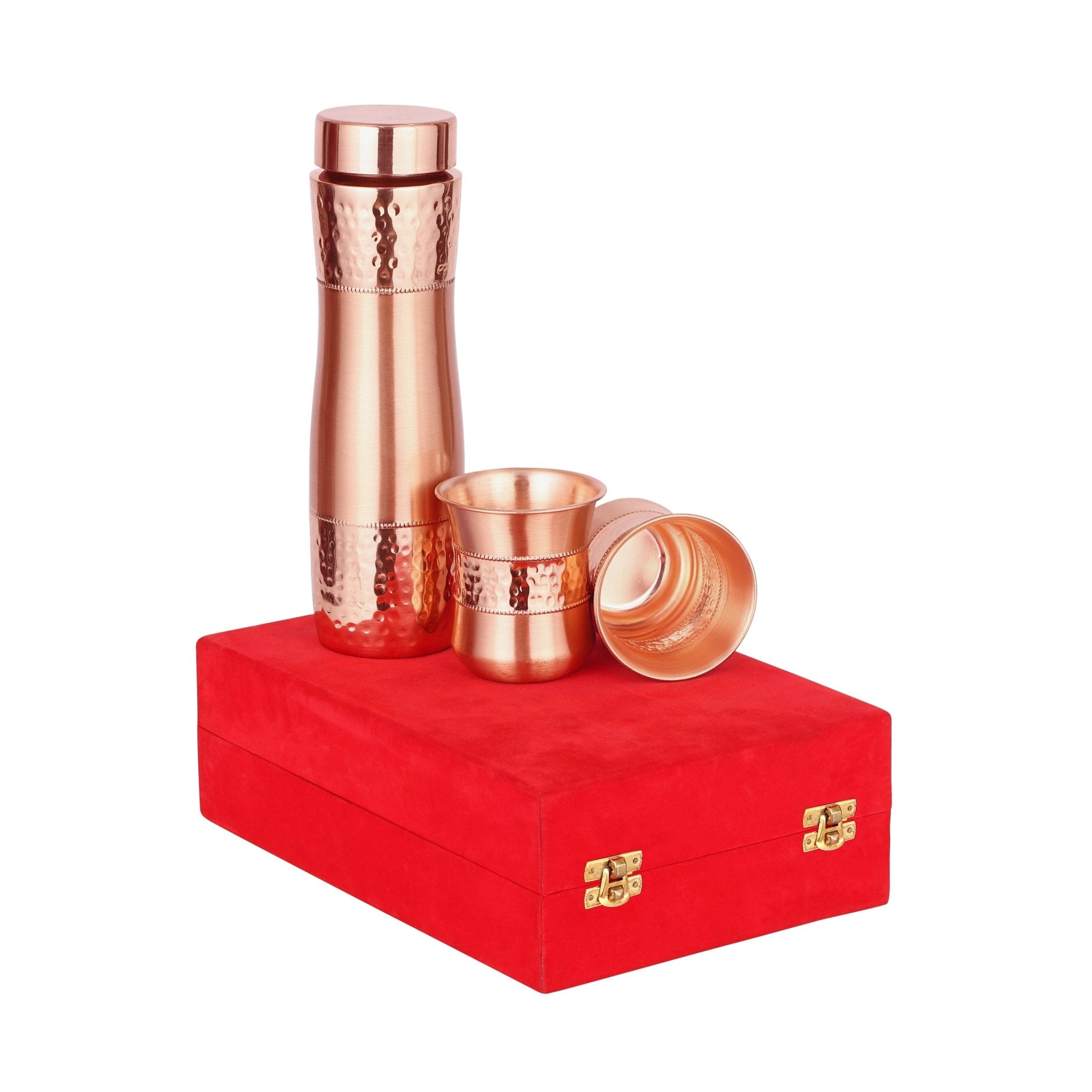 PURE COPPER CURVE DESIGNER BOTTLE SET - CROCKERY WALA AND COMPANY