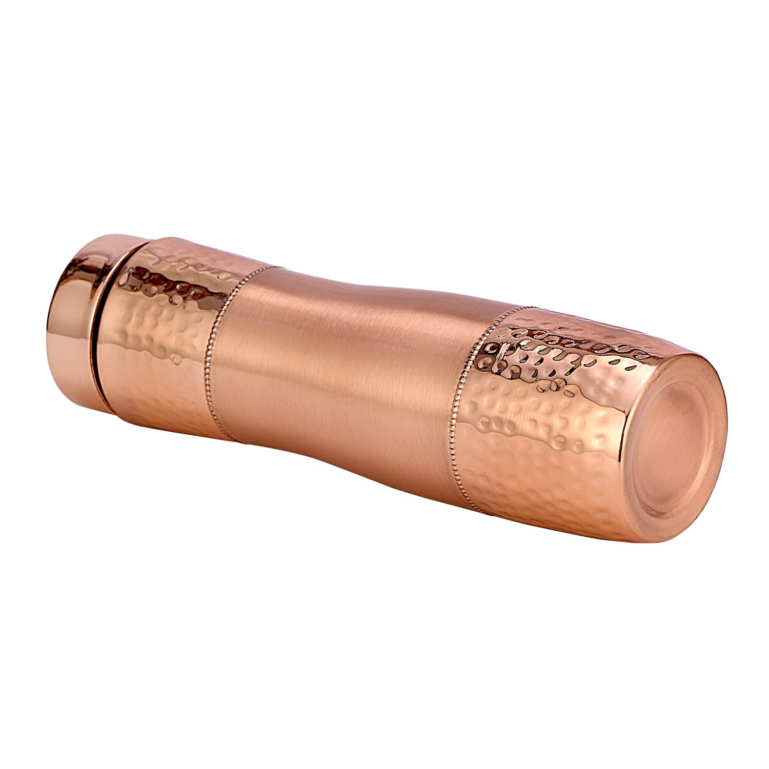 Pure Copper Curve Designer Water Bottle 1 Liter Handcrafted Copper Bottle - CROCKERY WALA AND COMPANY