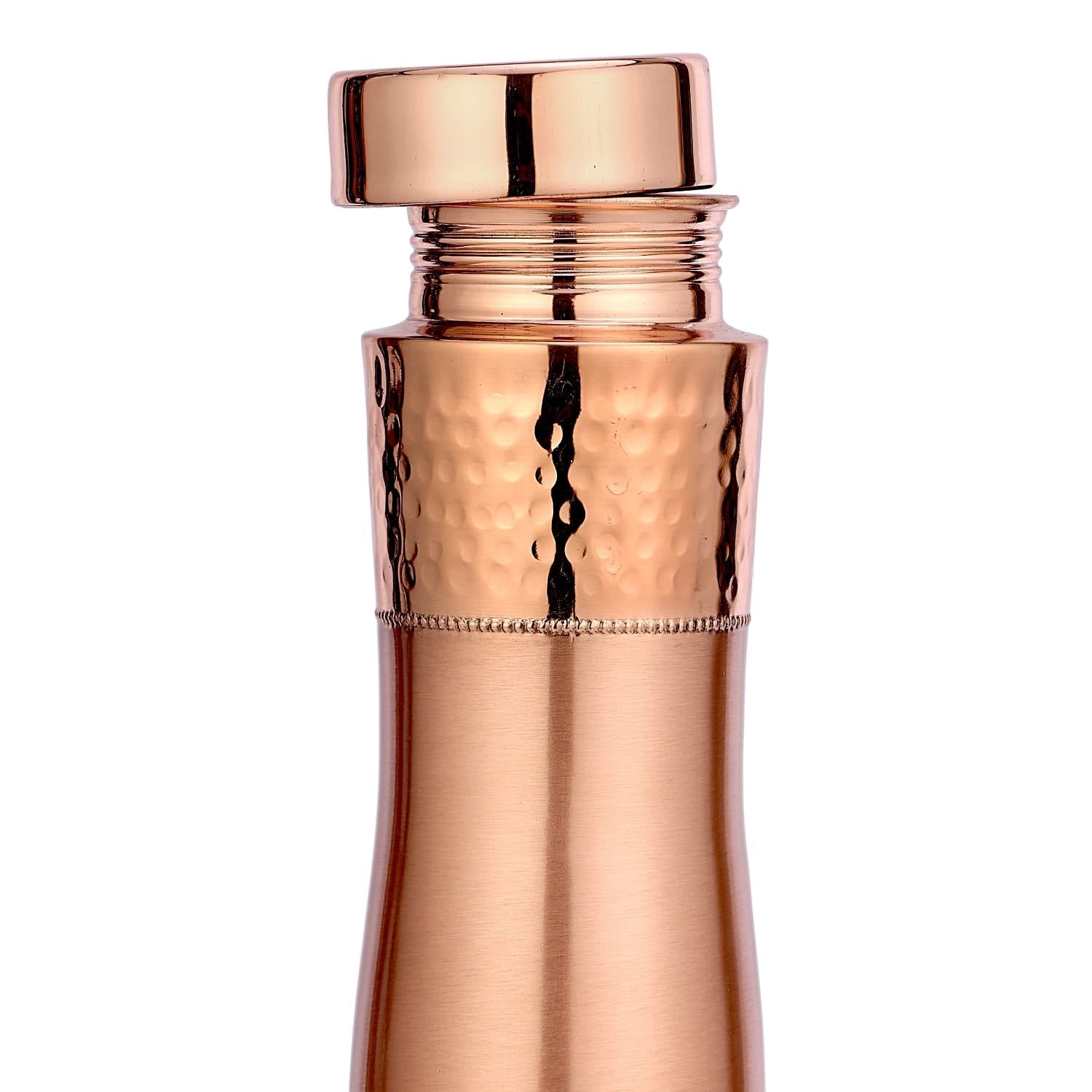 Pure Copper Curve Designer Water Bottle 1 Liter Handcrafted Copper Bottle - CROCKERY WALA AND COMPANY