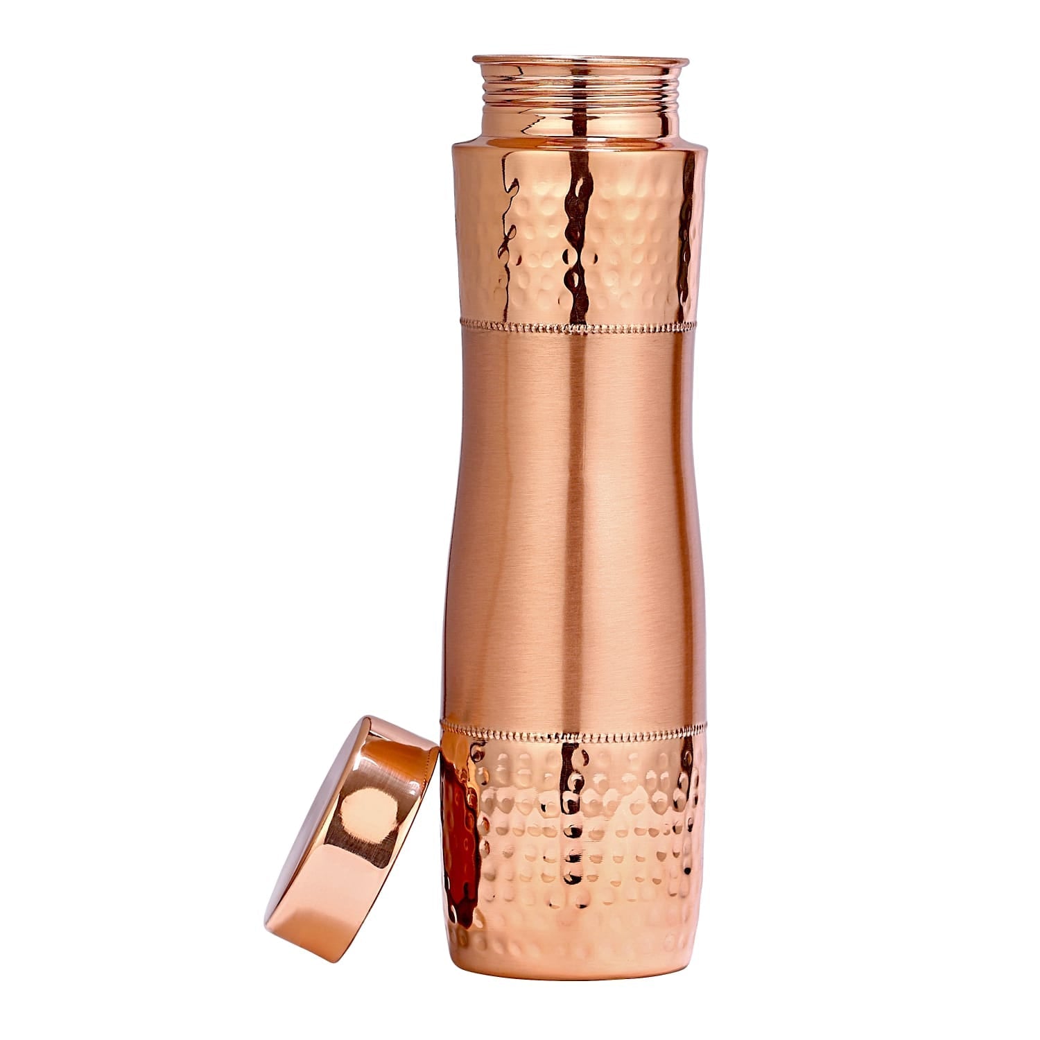 Pure Copper Curve Designer Water Bottle 1 Liter Handcrafted Copper Bottle - CROCKERY WALA AND COMPANY