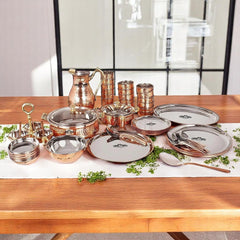 Pure Copper Dinner Set 63 Pcs Maharaja Look for Elegant Dining - CROCKERY WALA AND COMPANY