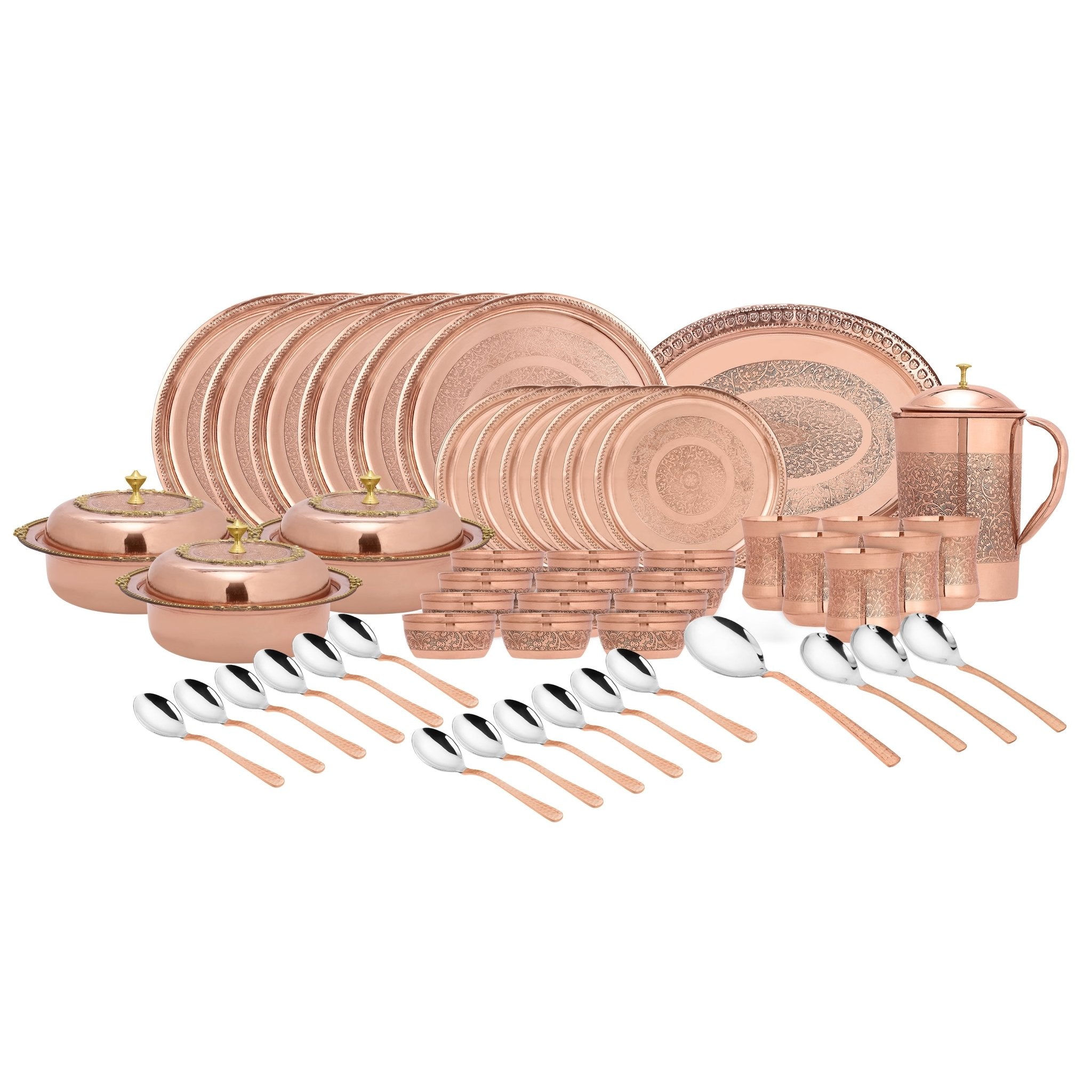 Pure Copper Dinner Set - 63pcs Elegant Tableware Collection - CROCKERY WALA AND COMPANY