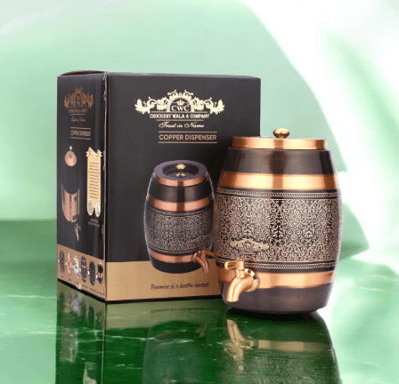 Pure Copper Dispenser Antique Itching Barrel 11X16X16 Size - CROCKERY WALA AND COMPANY