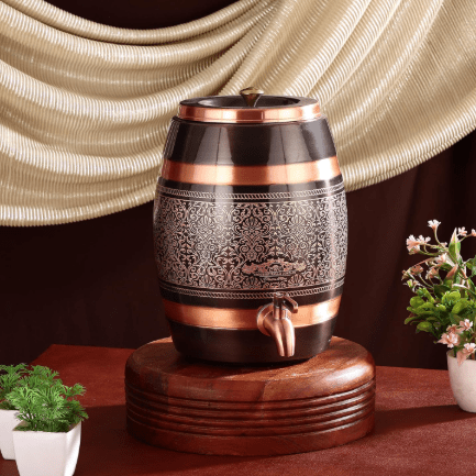 Pure Copper Dispenser Antique Itching Barrel 11X16X16 Size - CROCKERY WALA AND COMPANY