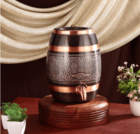 Pure Copper Dispenser Antique Itching Barrel 11X16X16 Size - CROCKERY WALA AND COMPANY