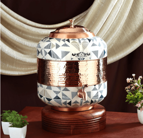 Pure Copper Dispenser Meena Finish Designer 18 Litres - CROCKERY WALA AND COMPANY