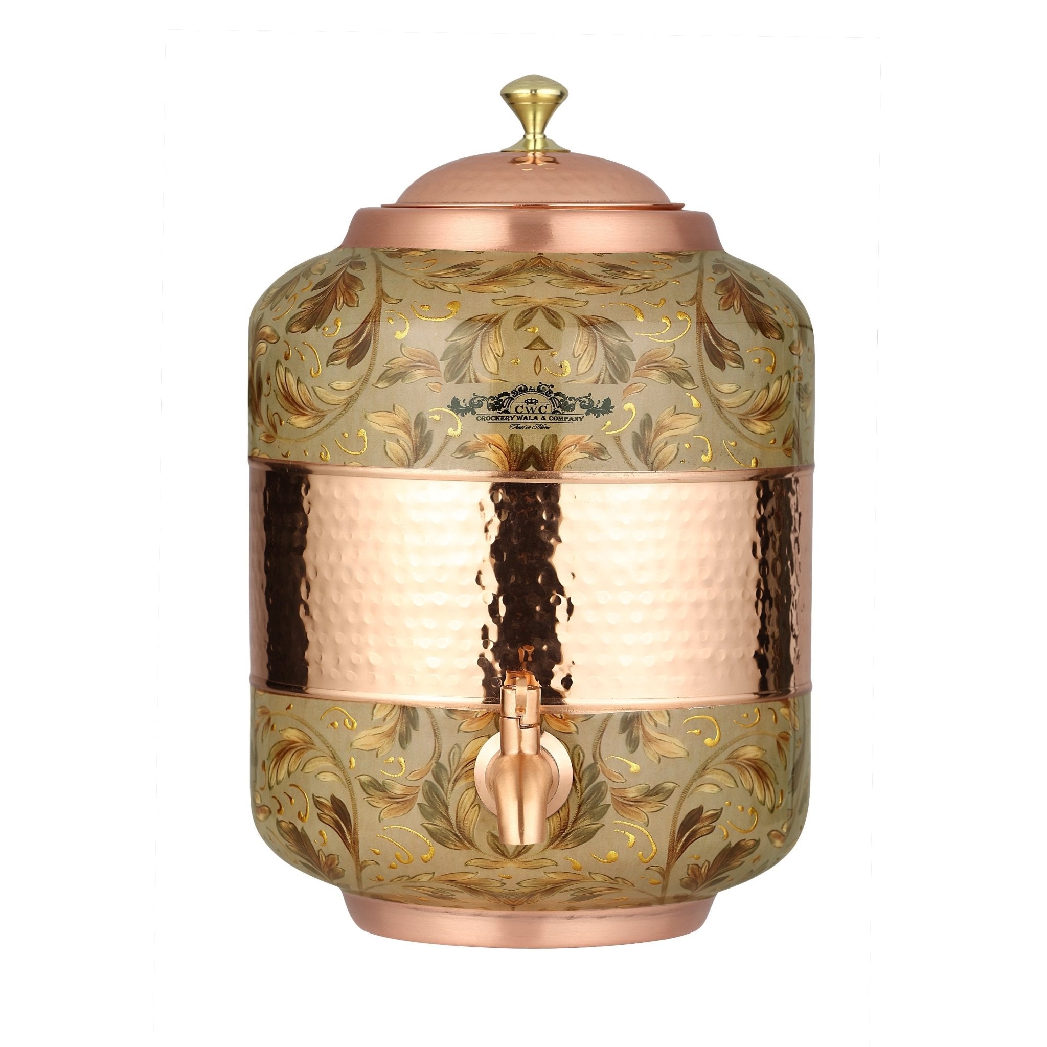 Pure Copper Dispenser Meena Finish Designer 8 Litres - CROCKERY WALA AND COMPANY