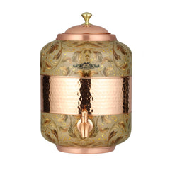 Pure Copper Dispenser Meena Finish Designer 8 Litres - CROCKERY WALA AND COMPANY