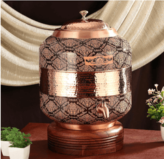 Pure Copper Dispenser Meena Finish Designer 8 Litres - CROCKERY WALA AND COMPANY