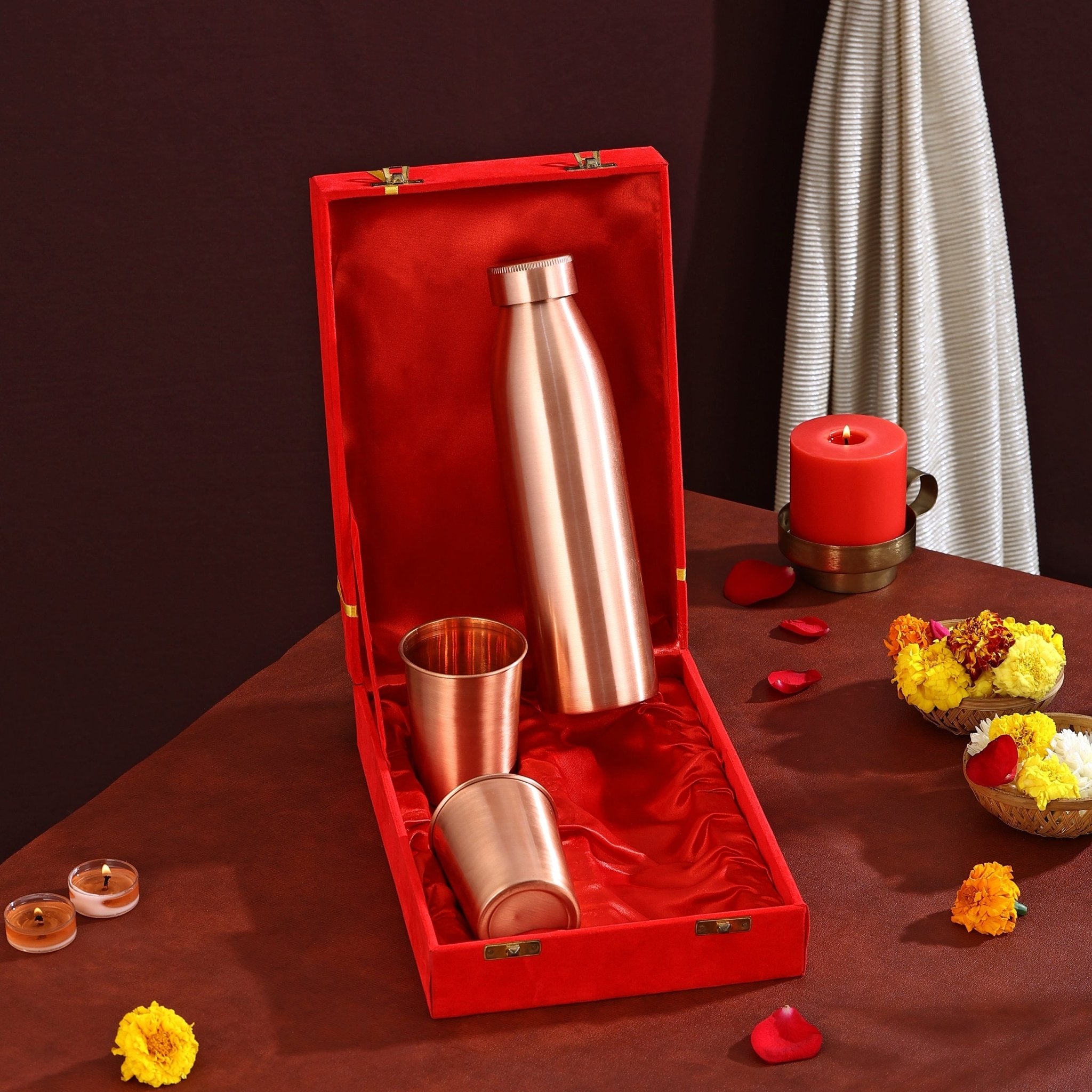 PURE COPPER DR BOTTLE SET WITH 2 GLASSES - CROCKERY WALA AND COMPANY