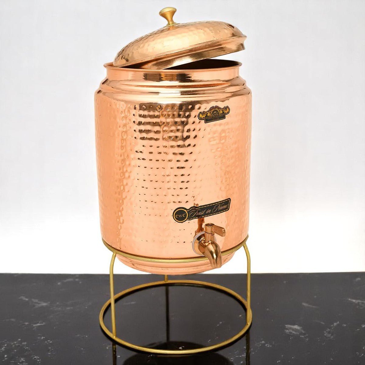 Pure Copper Full Hammer Water Dispenser With Stand 18L - CROCKERY WALA AND COMPANY