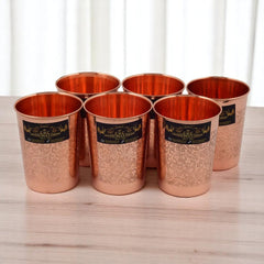 Pure Copper Glass Set Of 6 Tumblers For Healthy Living - CROCKERY WALA AND COMPANY