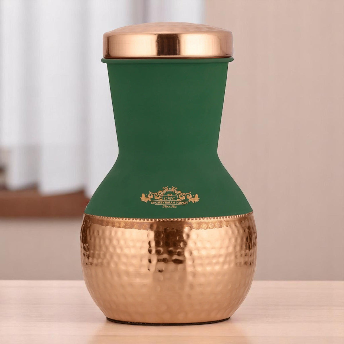 Pure Copper Half Hammer Matka Jar For Home Decor 1500 ML - CROCKERY WALA AND COMPANY