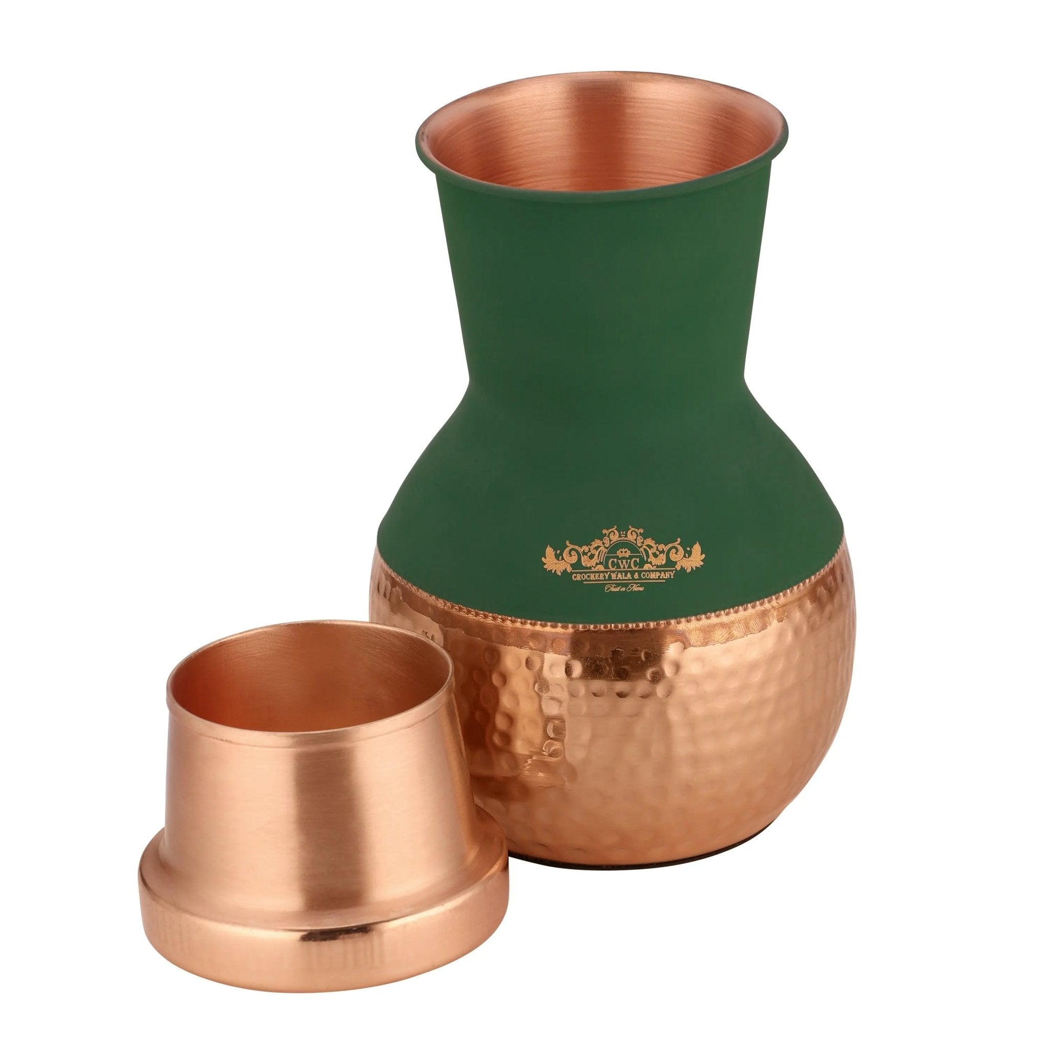 Pure Copper Half Hammer Matka Jar For Home Decor 1500 ML - CROCKERY WALA AND COMPANY