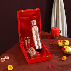 PURE COPPER HAMERED BOTTLE SET - CROCKERY WALA AND COMPANY