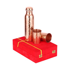 PURE COPPER HAMERED BOTTLE SET - CROCKERY WALA AND COMPANY