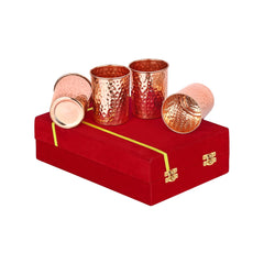 PURE COPPER HAMMERED GLASSES SET OF 4 - CROCKERY WALA AND COMPANY