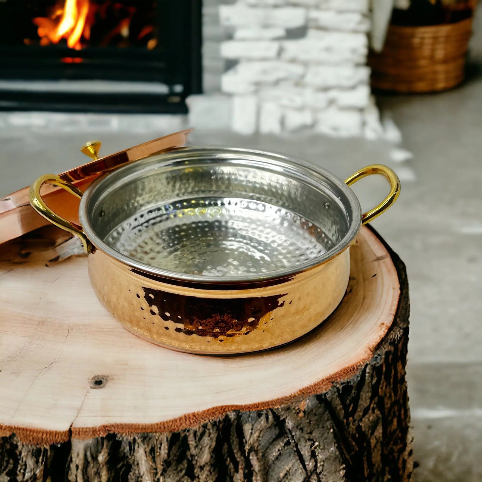 Pure Copper Kalai Lagaan Handi With Lid Lightweight Design - CROCKERY WALA AND COMPANY