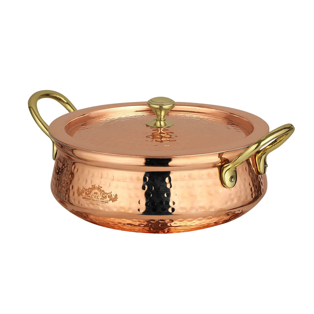 Pure Copper Kalai Lagaan Handi With Lid Lightweight Design - CROCKERY WALA AND COMPANY