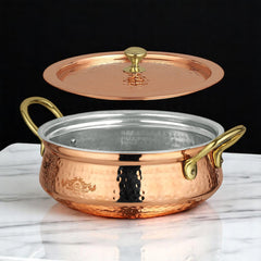 Pure Copper Kalai Lagaan Handi With Lid Lightweight Design - CROCKERY WALA AND COMPANY