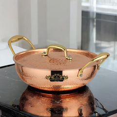 Pure Copper Karhai For Frying And Cooking Premium Finish - CROCKERY WALA AND COMPANY