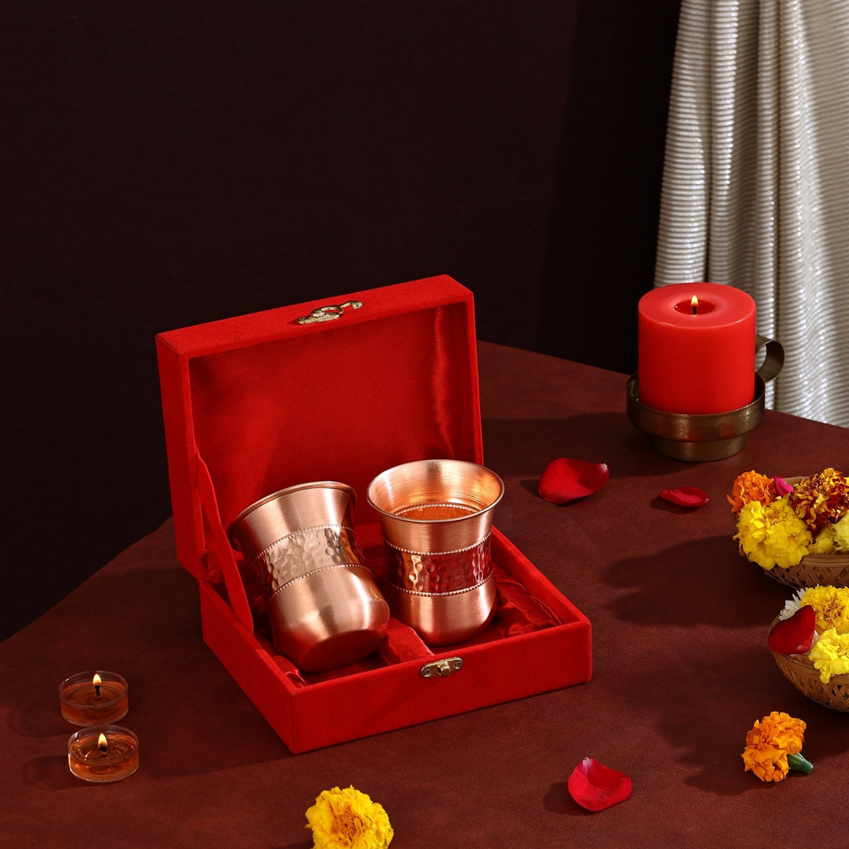 PURE COPPER LILY GLASSES - CROCKERY WALA AND COMPANY