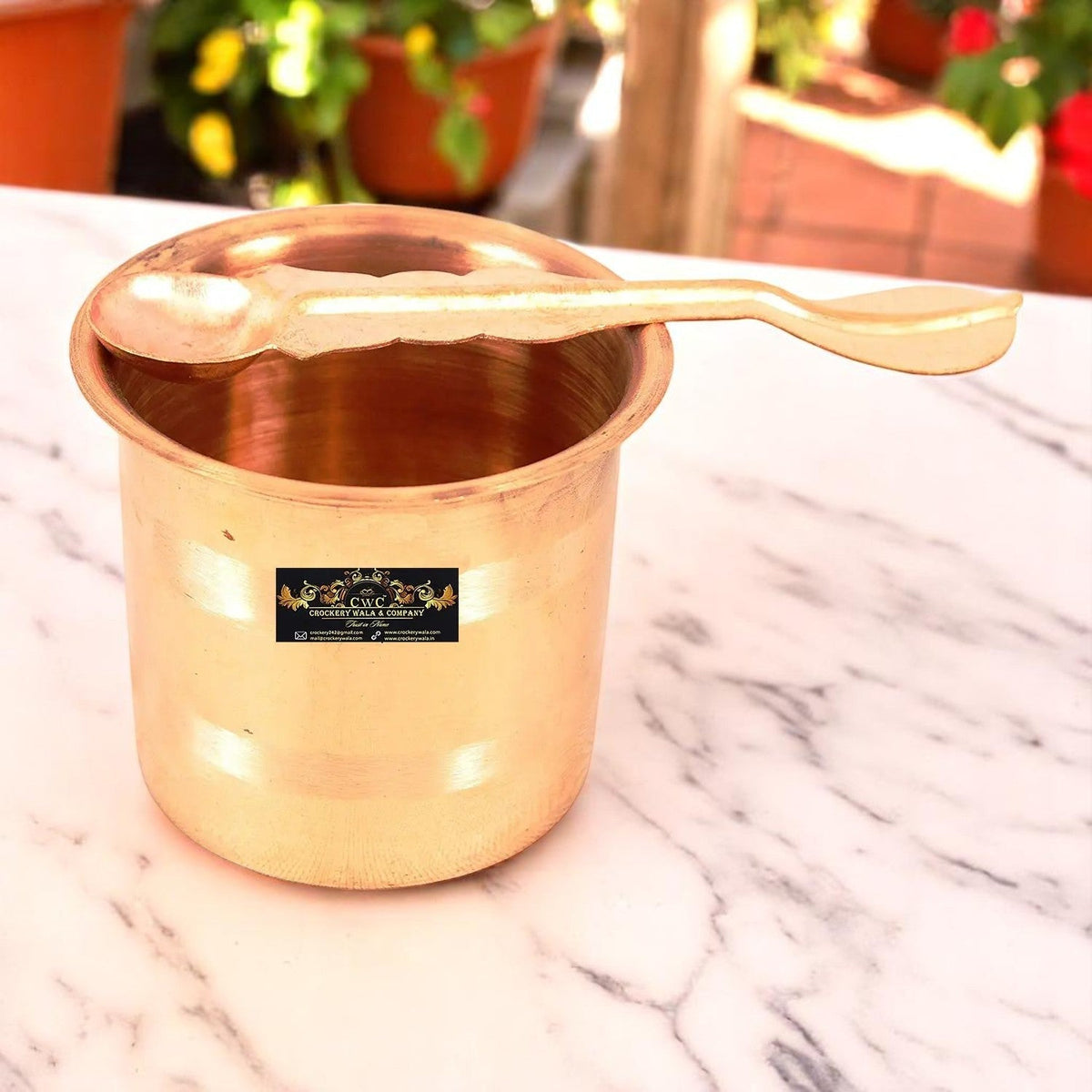 Pure Copper Panch Patra Kalash with Achmani Spoon for Pooja - CROCKERY WALA AND COMPANY