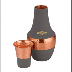 Pure Copper Sanjeevani Jar Grey 1000ml Capacity - CROCKERY WALA AND COMPANY