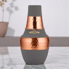 Pure Copper Sanjeevani Jar Grey 1000ml Capacity - CROCKERY WALA AND COMPANY